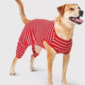 Striped Thermal Dog Pajamas Red White Wondershop Christmas Pet Clothes Small